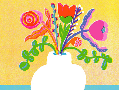 Vase of Flowers, for 21 Days of Fresh Flowers colorful digital art floral art flower illustration flowers illustration vase of flowers