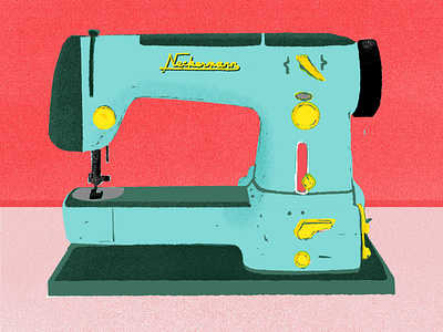 sewing machine colorful digital art illustration sewing machine