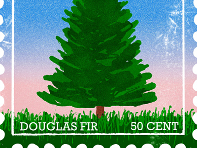 douglas fir tree stamp branding colorful digital art illustration type