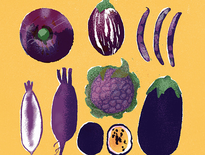 Purple Vegetables for 21 Days of Healthy Eating colorful digital art food illustration illustration purple vegetables illustration vegetable illustration