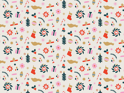 Holiday Pop christmas pattern colorful digital art flatdesign folk art holiday design holiday pattern illustration nordic design vector winter pattern