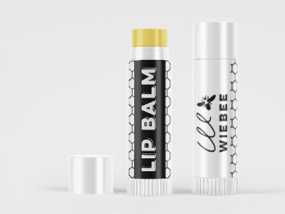 WieBee Honey Lip Balm label design black and white branding design digital art honey honey bee illustration label design lip balm lip balm mockup logo packaging design type typography vector