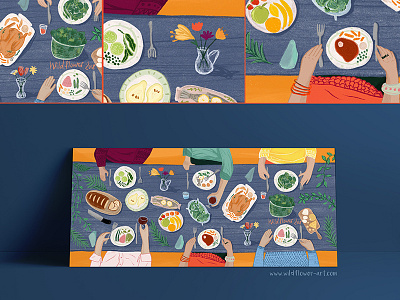 Dinner Table Illustration applepencil food art illustration ipadpro kremi petkova procreat wildflowerk