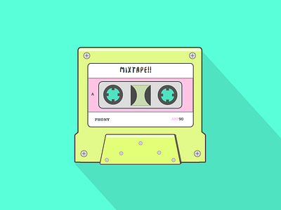 Mixtape 90s branding cassette fluo icon identity illustration logo mixtape music shadow tape