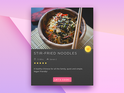 Recipe Card - Day #9 card cook daily floating food health kitchen recipe ui ux widget