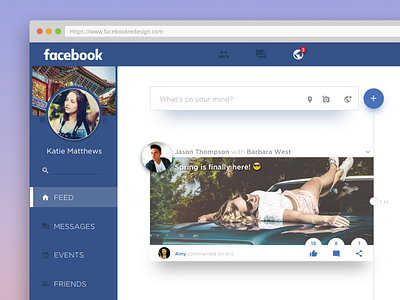 Facebook Redesign - Feed concept dashboard facebook facelift feed messenger network redesign social stream ui ux