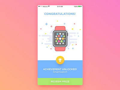 Achievement unlocked achievement apple card gamification illustration mobile prize redeem smartwatch watch widget