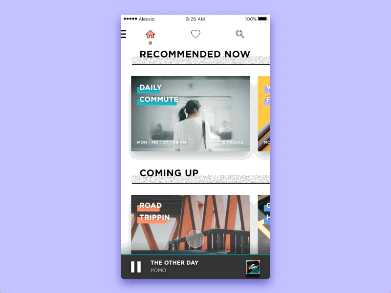 Music Player concept animate animation interaction media music player playlist principle prototype soundcloud spotify track