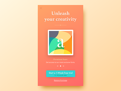 Subscription page app branding card design font fontsie geometric gradient illustration interstitial pay payment paywall premium purchase subscribe subscription