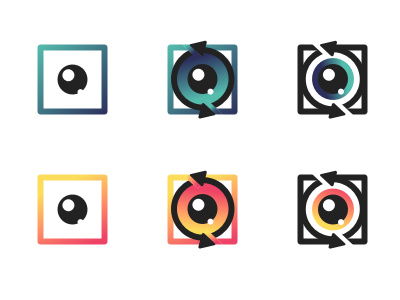 Creative Lens App Logo Design app icon camera cycle gradual lens logo perspective polaroid
