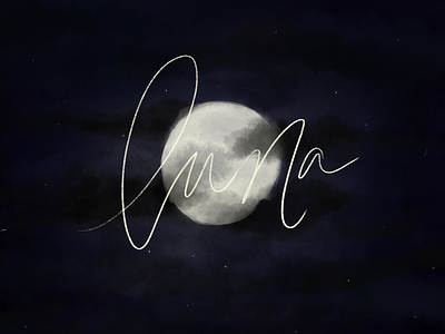 LUNA 🌙 illustration lettering luna moon nature night sky sketch sky stars