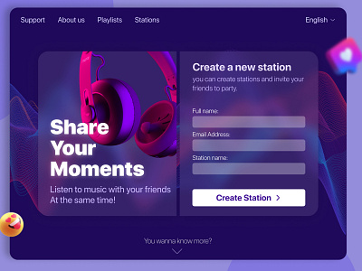 Music Sharing Website (listen with your friends) dark digital headphone modern music new tech ui ux website
