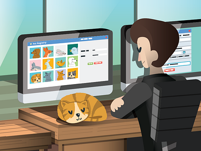 cat person working cat catperson cute design employee graphic design graphic illustration illustration simple vector vector illustration worker