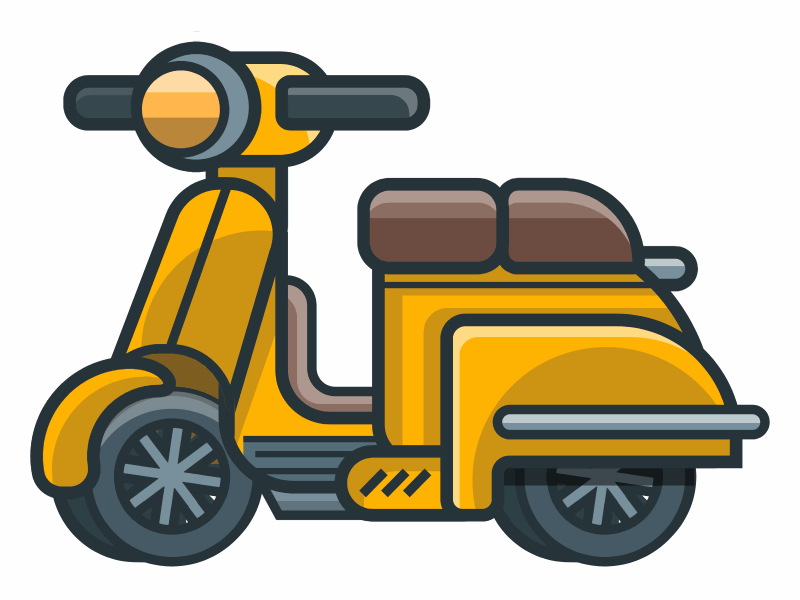 Scooter animation css design icon iconography illustration scooter transportation vector vector illustration yellow