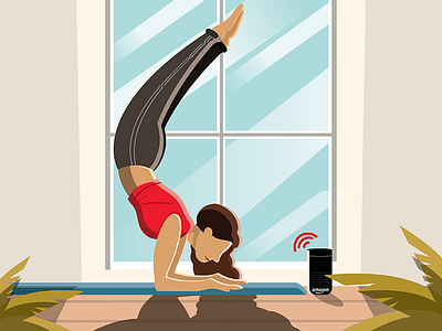 Yoga Assistant amazon clean design echo editorial illustration graphic illustration illustration modern people vector vector illustration yoga
