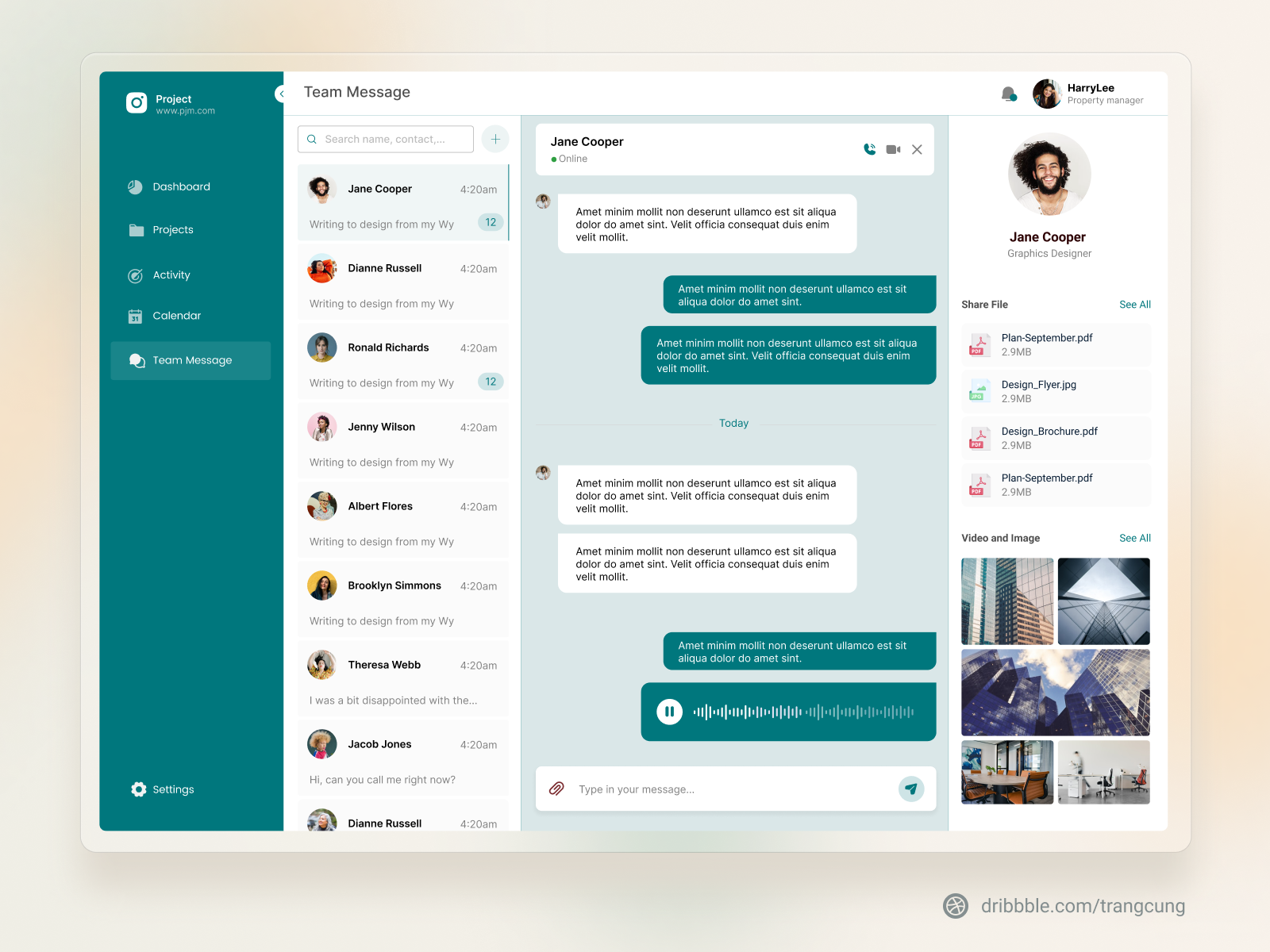 Online Team Chat Dashboard by Chang Goong on Dribbble