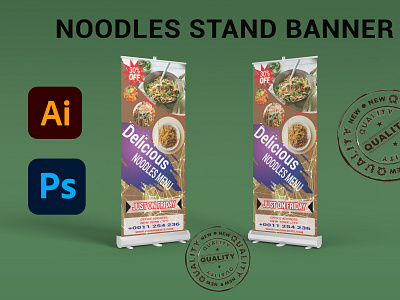 business stand banner design with angled cutout design 692345