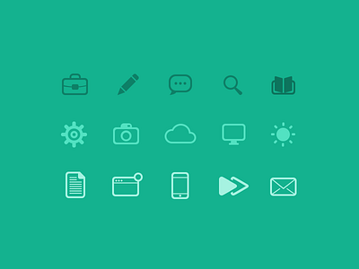Glyphs badge briefcase brightness camera cloud glyphs icons mail search settings window