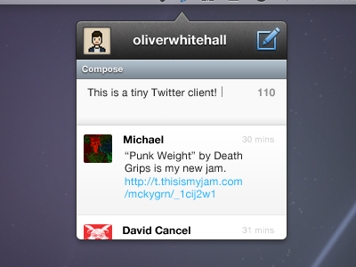 Tiny Twitter app idea menubar tiny twitter