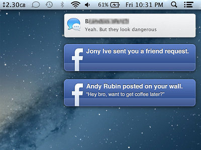 Facebook notifications on Mac (concept) concept facebook mac notifications