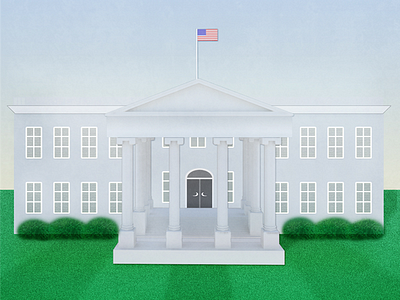 White House bush door flag grass house lawn maya model shadow white white house window