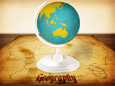 Desk Globe blue desk globe earth geography globe pirate skeumorphism wood