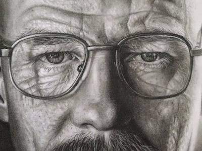 Walter White Charcoal Portrait and art arts black breaking bad charcoal fine people portrait realistic walter white white