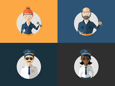 Flight Crew Character Illustrations