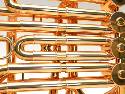 French Horn 3d band brass french horn instrument metal music