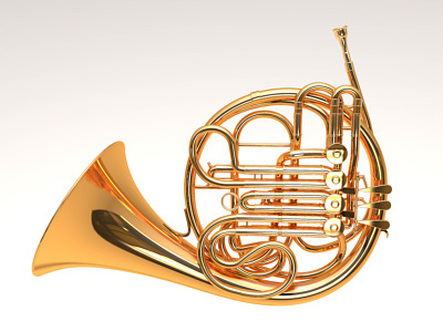 French Horn 3d band brass french horn instrument metal music