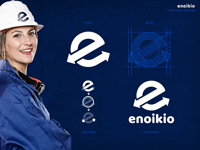 Enoikio | Logo Design logo machinery painting plastering visual design