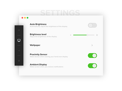 Settings Module for Desktop/Web Application 007 app clean daily design display mac minimal settings ui white widget