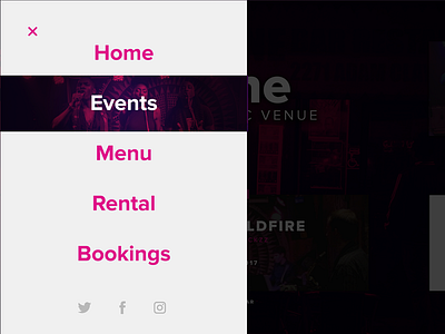 Menu Exploration on a Music Venue Website