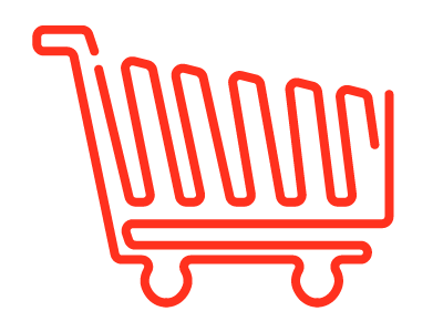 Neon Red Grocery Cart