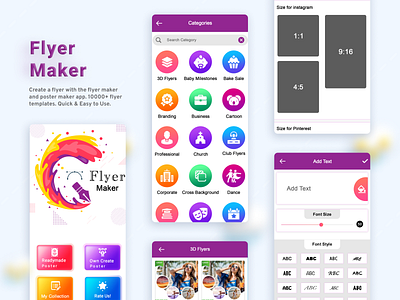 Flyer Maker Mobile App: IOS UI app branding design graphic design illustration logo typography ui ux vector