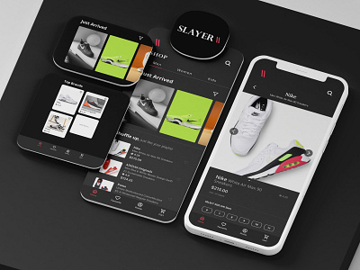 Slayer Shoes App UI app design design logo prototype typography ui user interface ux