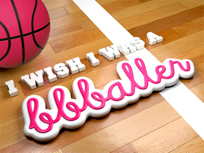 I Wish I Was A Bbballer 3d basketball court typography wood
