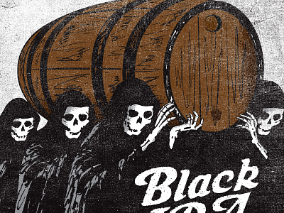 Black IPA beer hitchcock illustration label reapers texture