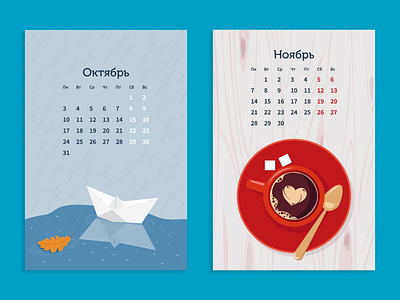 Illustration from the calendar 2022. October and November calendar calendar 2022 desk calendar illustration postcard print vector vector illustration