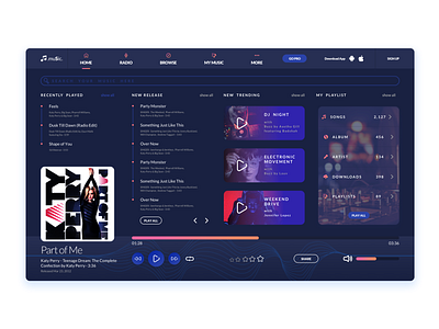 Music Player Home Screen Interface ui ux web