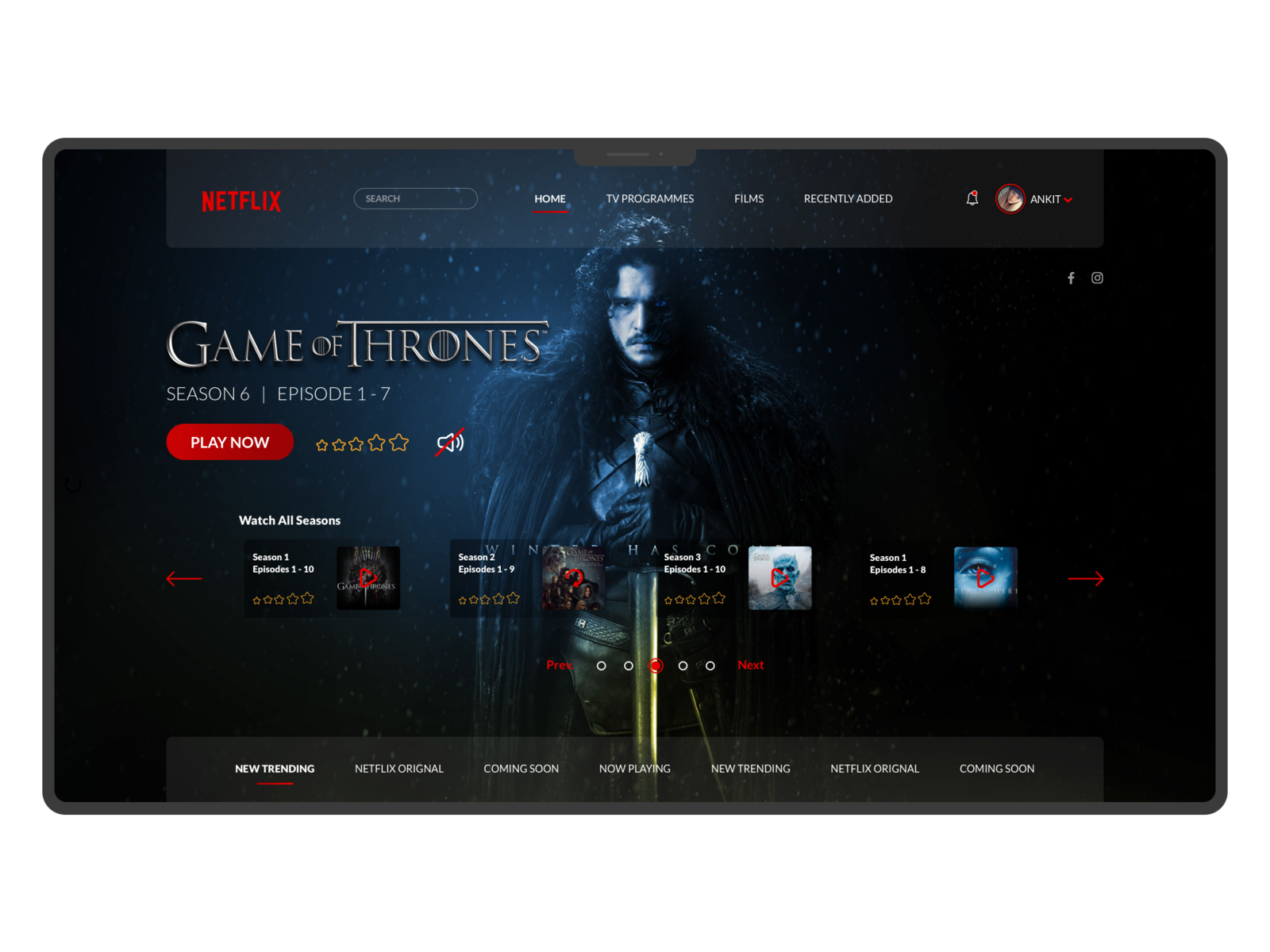 Netflix Home Screen by Ankit on Dribbble