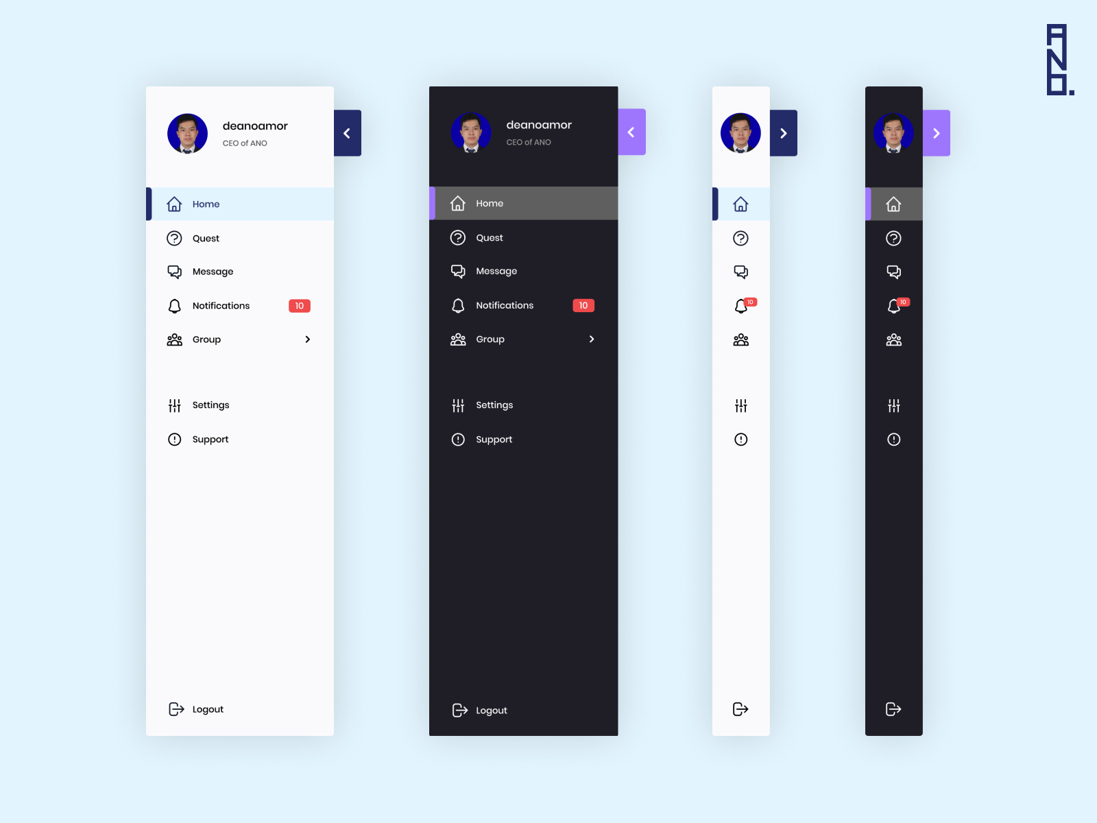 Sidebar UI Design by deanoamor on Dribbble