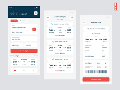 Flight App UI Design airlines airport app black design flights graphic design mobile plane red ticket ui ui design ux ux design white