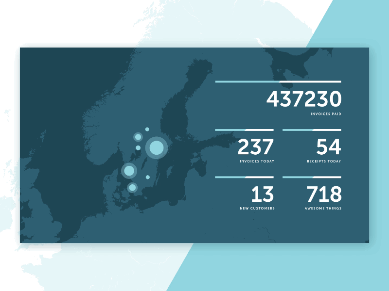 TV dashboard animation counter dashboard map stats tv