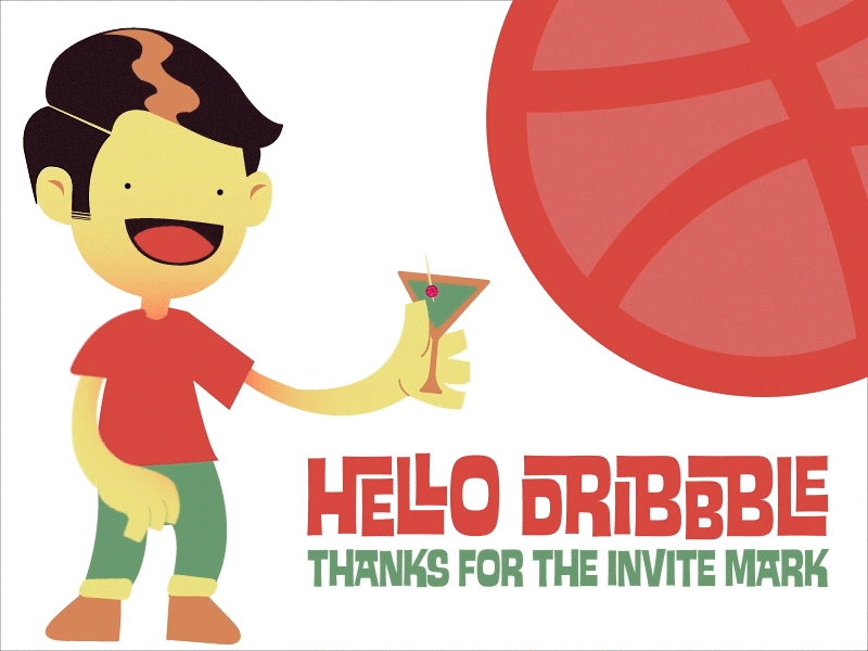 Hello Dribbble! animation animation2d debut design flat gif hello dribbble illustration vector