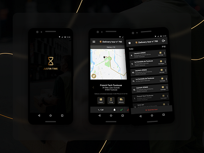 Justin Time android android app app darkmode delivery design mobile app package runner ui uiux ux
