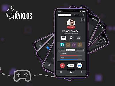 Kyklos app darkmode gaming ios mobile app social ui uiux