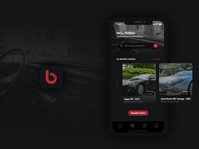 B-cars app apple bids cars darkmode design ios mobile app network social ui uiux ux