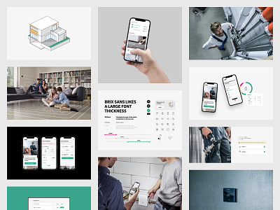 Rehau at Home - Style Guide app black branding bulding chart clean components construction corporate identity design gray green house isometric view radar style guide table typography ui ux