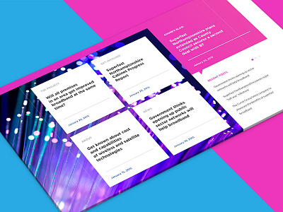 Superfast blue boxes card color design flat modal news newsletter photo pink telecom telecommunication typography ui ux web webdesign white window